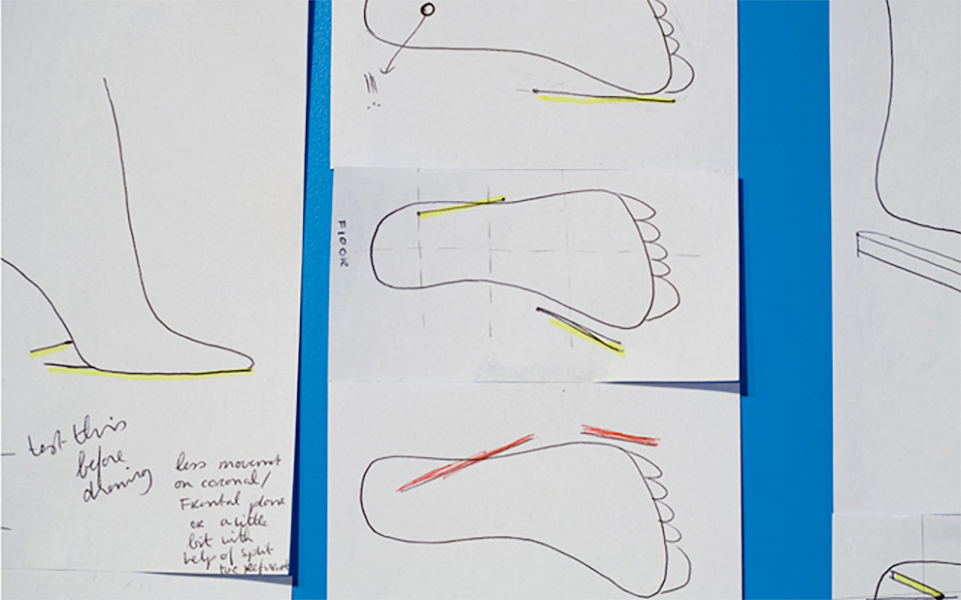 Drawings 2012 shoe designs derived from various combinations of foot and ground contact points